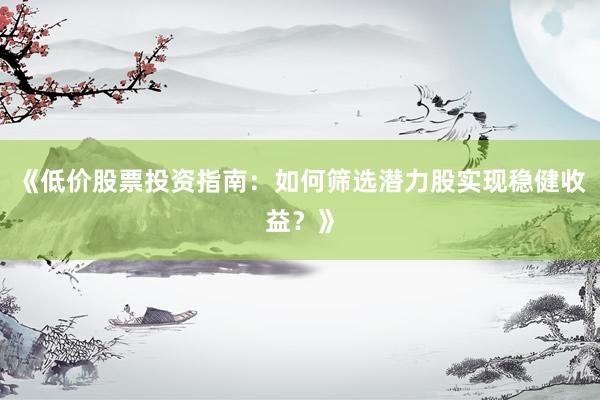 《低价股票投资指南：如何筛选潜力股实现稳健收益？》