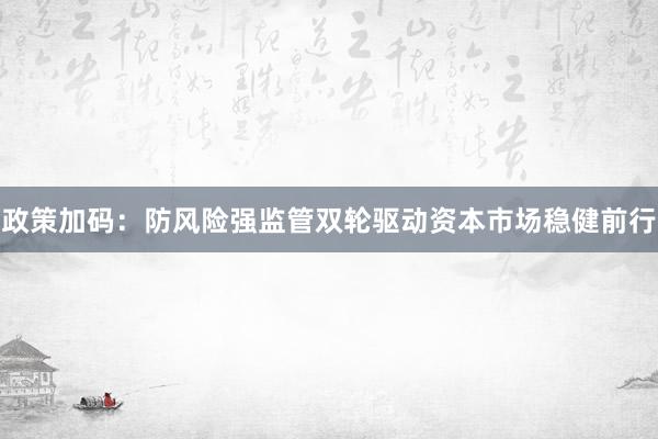 政策加码：防风险强监管双轮驱动资本市场稳健前行